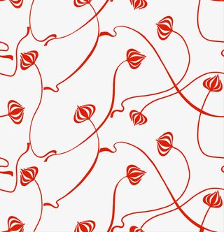 四方连续花卉线稿图案免抠