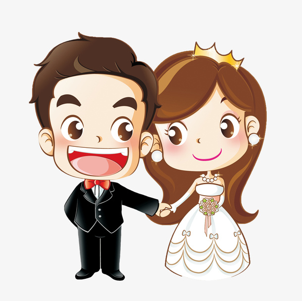 卡通新娘新郎婚礼免抠