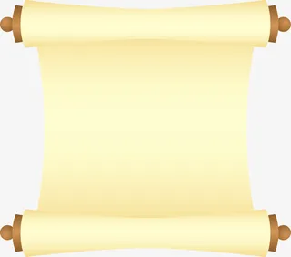 黄色卡通卷轴免抠