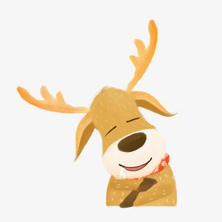 手绘睡觉的小鹿免抠