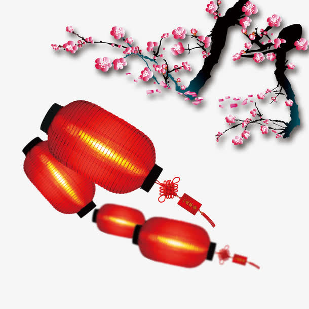 梅花和灯笼免抠