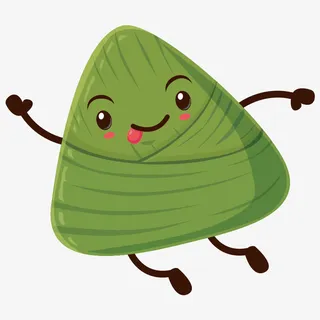 绿色圆角纹理粽子食物元素免抠