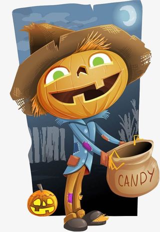 万圣节南瓜稻草人元素免抠