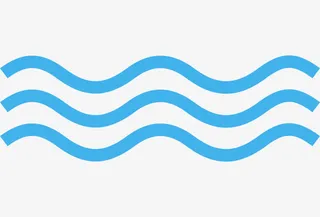 蓝色卡通手绘波浪纹理免抠