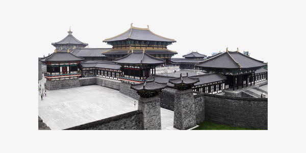 黑色中国风皇城装饰免抠