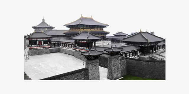 黑色中国风皇城装饰免抠