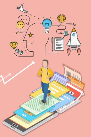 商务粉色卡通手绘插画简约背景高清