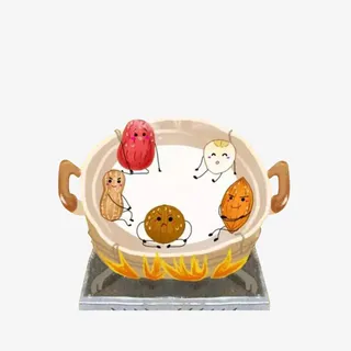 在锅里煮的腊八粥免抠