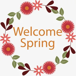 春天欢迎您花朵装饰免抠