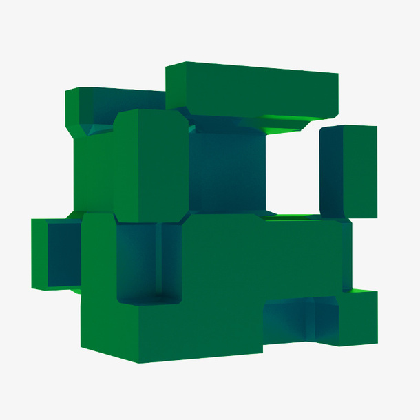 绿色多边形不规则3D立体建模设免抠