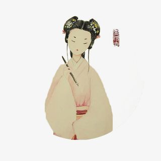 手绘水墨红楼梦贾惜春提笔插画免免抠