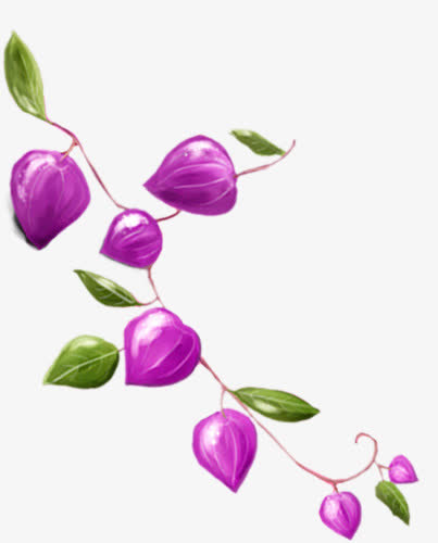 春天手绘紫色花苞免抠