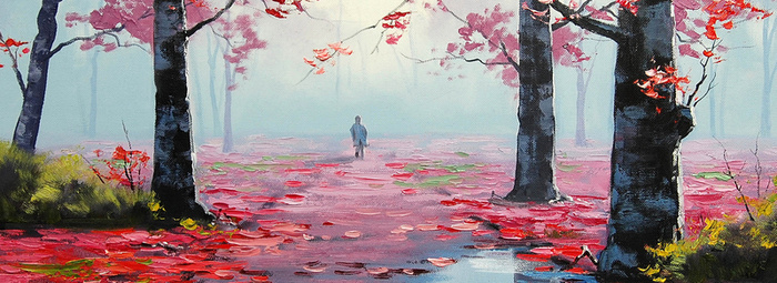油画雨后漫步背景高清