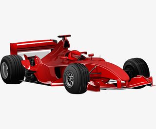 手绘卡通红色卡丁车免抠