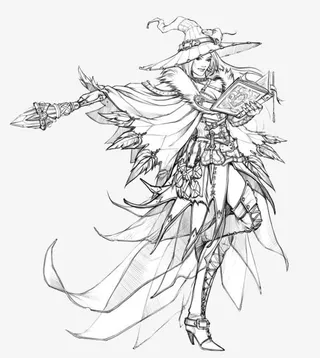 一个魔法少女线稿免抠