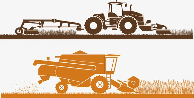 扁平单色机械收割麦子免抠