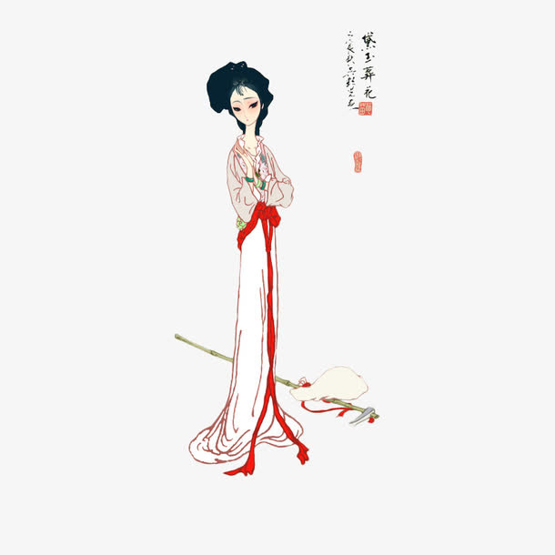 红楼梦插画黛玉葬花免抠