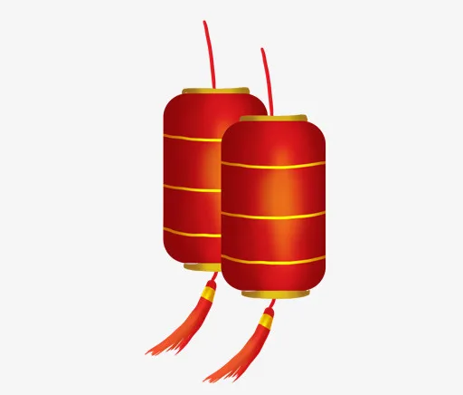 新年素材一对灯笼免抠