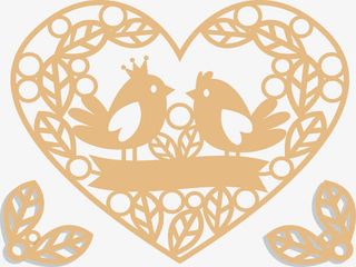 镂空浮雕爱情鸟花纹免抠