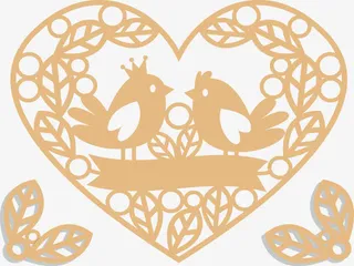 镂空浮雕爱情鸟花纹免抠