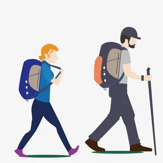 徒步登山的人物免抠