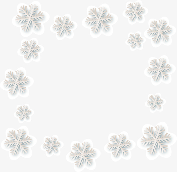 白色雪花框架免抠