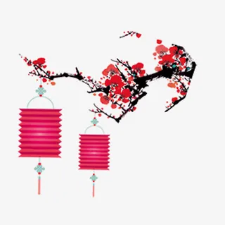 中国风梅花灯笼免抠