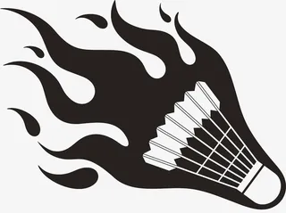 羽毛球卡通设计 火热开始免抠