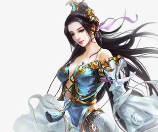 蓝衣仙侠游戏美女免抠