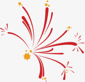 红色新年卡通烟花设计免抠