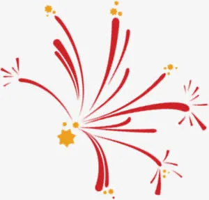 红色新年卡通烟花设计免抠