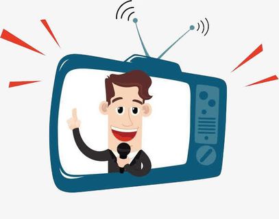 手拿话筒在电视上的人免抠