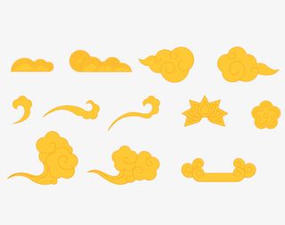 黄色祥云装饰图案免抠
