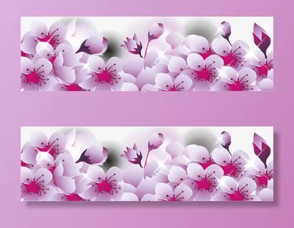 樱花边框底纹免抠动植物植物元素