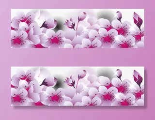 樱花边框底纹免抠动植物植物元素