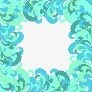 蓝色水花边框装饰免抠