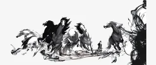 水墨马中国风免抠