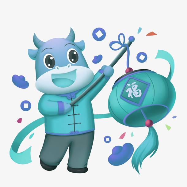 蓝牛幽灵牛素材免抠