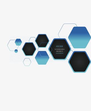 蓝色六边形几何花纹免抠