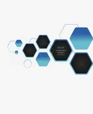 蓝色六边形几何花纹免抠