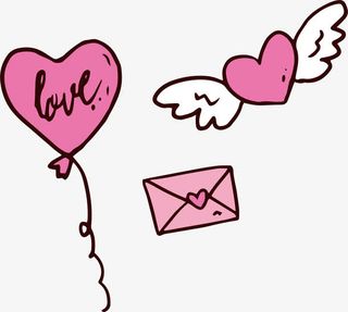 粉红色爱心翅膀免抠