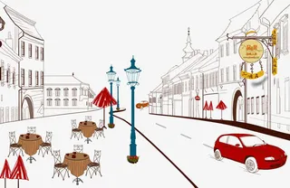 手绘街景图片免抠