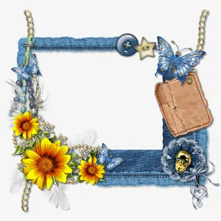 牛仔衣做的相框免抠