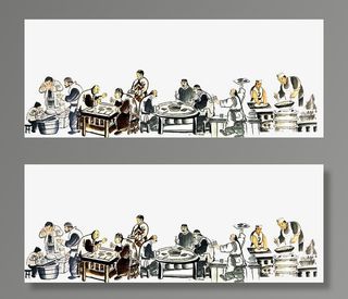 古代集市免抠手绘/卡通卡通元素