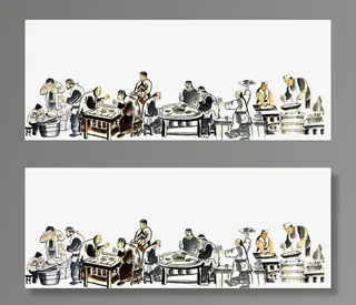 古代集市免抠手绘/卡通卡通元素