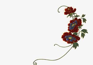 国潮风古风红花免抠