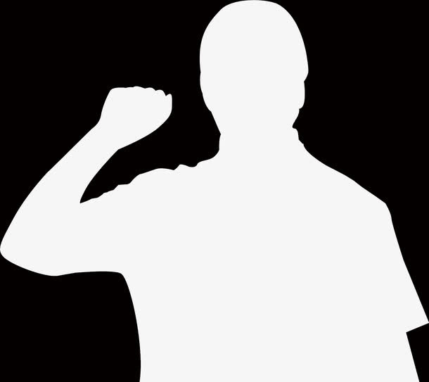 黑白宣誓人握拳宣誓剪影免抠