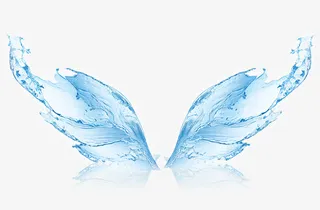 创意合成蓝色的蝴蝶翅膀水花免抠