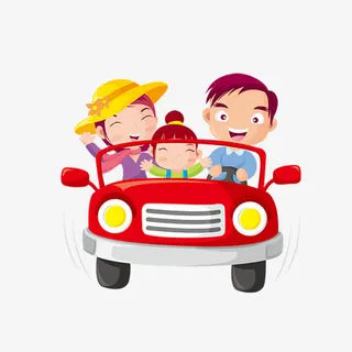 红色小汽车出行元素免抠 红色小汽车出行元素免抠