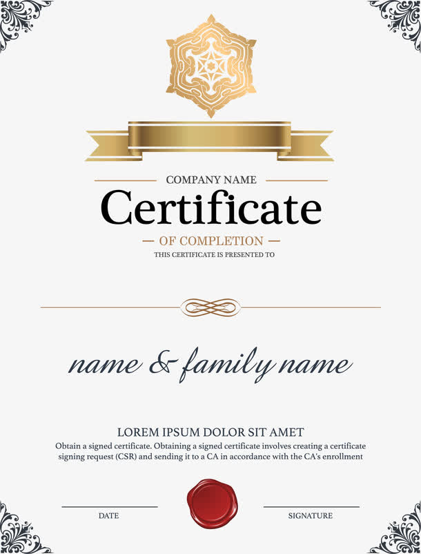 欧式花纹证书免抠